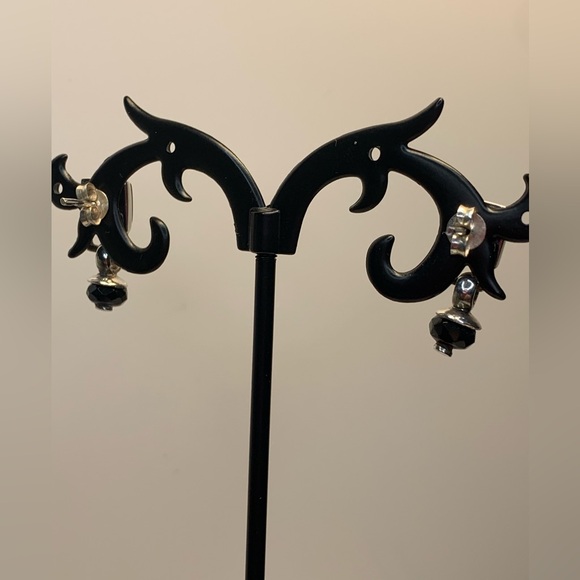 Silpada Rare VHTF Sterling Silver Square Onyx w/Faceted Onyx Bead Post Earrings - Picture 9 of 12